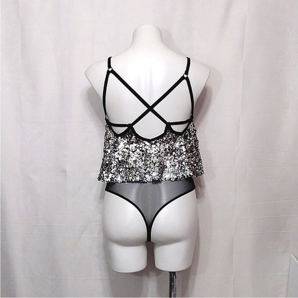 Intimately Free People Last Dance Silver Sequin Bodysuit XS - Picture 7 of 10